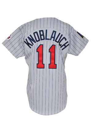 1994 Chuck Knoblauch Minnesota Twins Game-Used Road Jersey