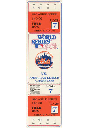 1986 New York Mets World Series Game 7 Full Ticket (Championship Season)