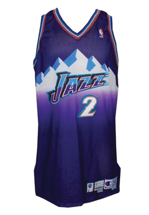 2000-01 DeShawn Stevenson Utah Jazz Game-Used Road Jersey