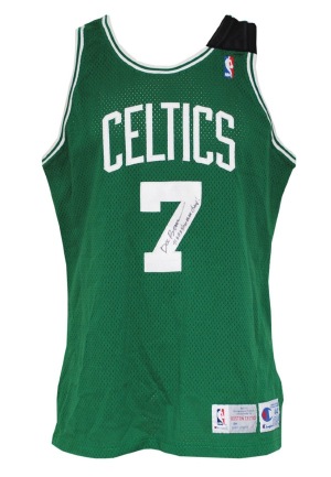 1992-93 Dee Brown Boston Celtics Game-Used & Autographed Road Jersey (JSA)