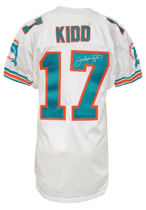 1995 Tim Bowens Miami Dolphins Game-Used Home Jersey & 1995 John Kidd Miami Dolphins Game-Used & Autographed Road Jersey (2)(JSA)(Team Repairs)
