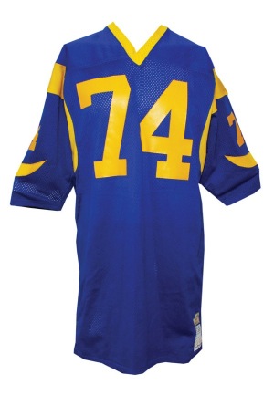 Circa 1976 Merlin Olsen Los Angeles Rams Team-Issued & Autographed Home Jersey (JSA)