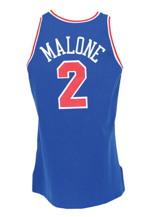 1993-94 Moses Malone Philadelphia 76ers TBTC Game-Used & Autographed Road Uniform (2)(JSA • HoF LOA)