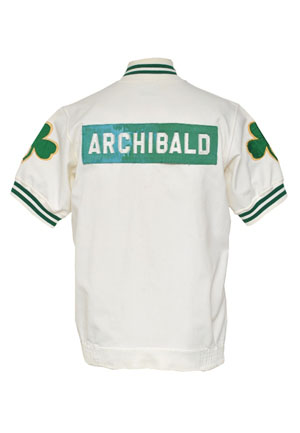 1980-81 Nate "Tiny" Archibald Boston Celtics Worn & Autographed Home Warm-Up Jacket (JSA • Championship Season • HoF LOA)