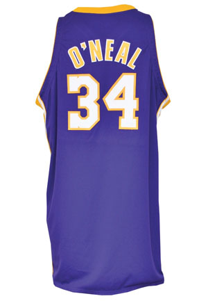 2000-01 Shaquille ONeal LA Lakers Game-Used Road Jersey (Championship Season)