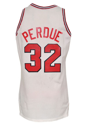 1988-89 Will Perdue Rookie Chicago Bulls Game-Used & Autographed Home Jersey (JSA)