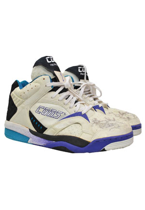 Alonzo Mourning & Larry Johnson Charlotte Hornets Game-Used and Autographed Sneakers (2)(JSA)