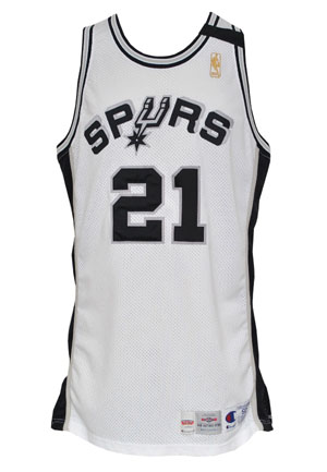 1996-97 Dominique Wilkins San Antonio Spurs Game-Used Home Uniform (Memorial Armband)(2)