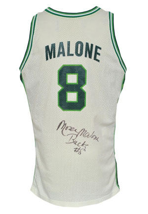1991-92 Moses Malone Milwaukee Bucks Game-Used & Autographed Home Jersey (JSA)