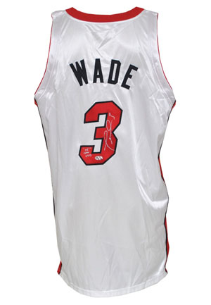 2004-05 Dwyane Wade Miami Heat Game-Used & Autographed Home Jersey (JSA • D. Wade Hologram)