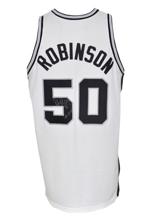 2001-02 David Robinson San Antonio Spurs Game-Used & Autographed Home Jersey (JSA)