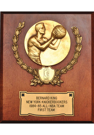 1984-85 Bernard King NY Knicks All-NBA First Team Autographed Award Plaque (JSA • King LOA)