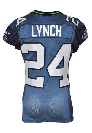 11/13/2011 Marshawn Lynch Seattle Seahawks Game-Used Home Jersey (Team Repairs • Photomatch • Seahawks Barcode)
