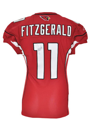 2009 Larry Fitzgerald Arizona Cardinals Game-Used & Autographed Home Jersey (JSA • Teammate LOA)