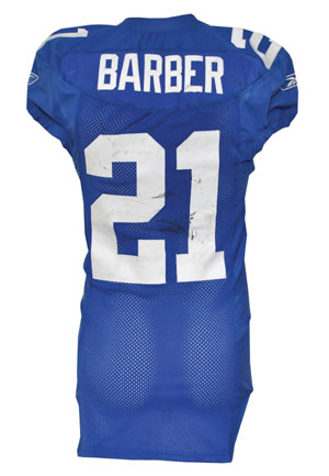 12/24/2005 Tiki Barber New York Game-Used New York Giants Road Blue Jersey (Photomatch • Unwashed • Team Repair)