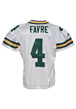 9/30/2007 Brett Favre Green Bay Packers Game-Used & Autographed Complete Road Uniform (8)(JSA • Worn While Breaking NFLs All-Time TD Record • TD #421 • Photo & Videomatch)