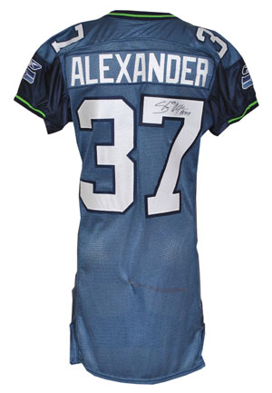 2007 Shaun Alexander Seattle Seahawks Game-Used and Autographed Home Jersey (JSA • Team LOA • Team Repairs)