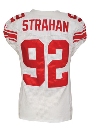 2005 Michael Strahan NY Giants Game-Used Road Jersey (Team Repairs)