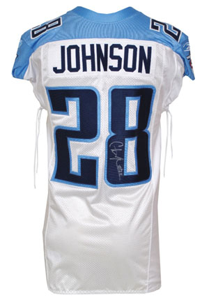 2011 Chris Johnson Tennessee Titans Game-Used & Autographed Road Jersey (JSA)
