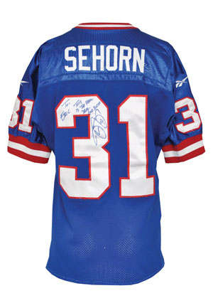 Late 1990s Jason Sehorn New York Giants Game-Used & Autographed Home Jersey (JSA)