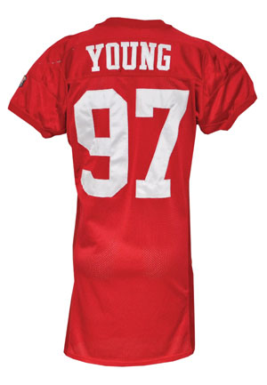 1995 Bryant Young San Francisco 49ers Game-Used Home Uniform (2)(Team LOA)