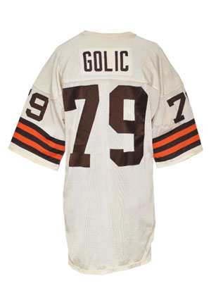 Mid 1980s Bob Golic Cleveland Browns Game-Used Road Jersey (Team Repairs)