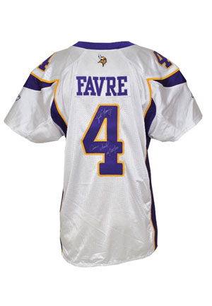 10/25/2009 Brett Favre Minnesota Vikings Game-Used & Autographed Road Jersey (JSA • Favre LOA • Unwashed • Photomatch)