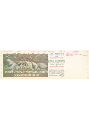 1968 New York Jets AFL Championship Game Full Ticket (Championship Season)