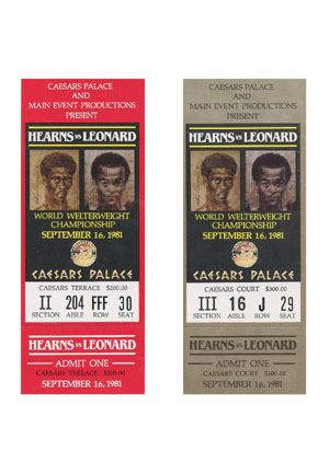 Lot of 9/16/1981 Hearns vs. Leonard Full Fight Tickets (100)