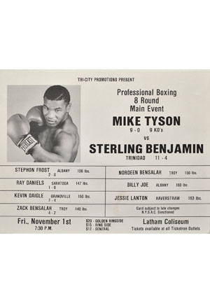 11/1/1985 Original Early Mike Tyson Fight Poster (Vs. Sterling Benjamin)