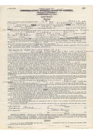 3/10/1978 Hearns/Steward Original Signed Fight Contract & Francois Botha Contracts