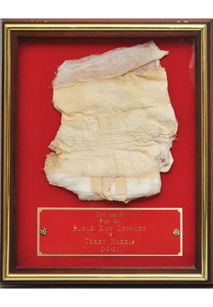 Framed 2/9/1991 Sugar Ray Leonard Fight Worn Hand Wrap vs. Terry Norris & Grouping of Training Worn Hand Wraps (14)