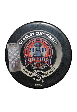 6/7/2004 Craig Conroy Calgary Flames Stanley Cup Finals Game-Used Goal Puck