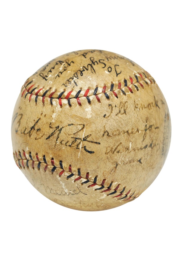 Iconic I'll Knock A Homer For You Baseball Presented to Little Johnny Sylvester by Ruth & The Yankees