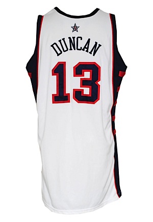 2004 Tim Duncan Team USA Olympic Game-Used Home Jersey