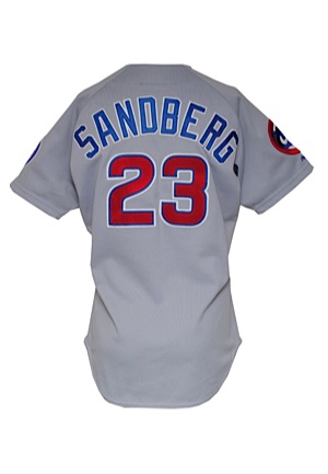 1991 Ryne Sandberg Chicago Cubs Game-Used & Autographed Road Jersey (JSA)