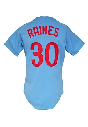 1985 Tim Raines Montreal Expos Game-Used & Autographed Road Jersey (JSA)
