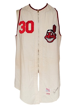 1968 Lou Piniella Cleveland Indians Game-Used & Autographed Home Flannel Vest (JSA)