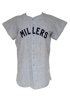 Late 1950s Minneapolis Millers Game-Used Road Flannel Jersey