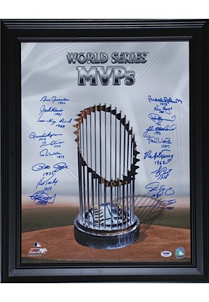 Framed "World Series MVPs" Multi-Signed Photo with 18 Signatures (JSA)