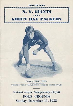 12/11/1938 New York Giants vs. Green Bay Packers NFL Championship Game Official Program