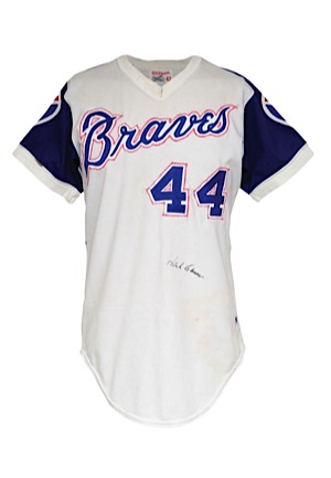 1974 Hank Aaron Atlanta Braves Game-Used & Autographed Home Jersey (JSA • Record-Breaking Career Home Run Season • Impeccable Provenance)