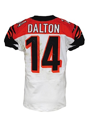 10/31/2013 Andy Dalton Cincinnati Bengals Game-Used Road Jersey (Photomatch • Bengals Pro Shop • Unwashed)