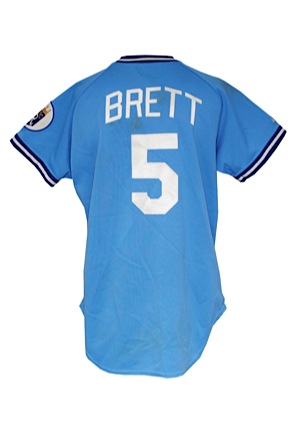 1990 George Brett Kansas City Royals Game-Used Powder Blue Road Jersey (Custom Extra Button)
