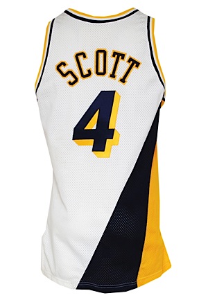 1994-95 Byron Scott Indiana Pacers Playoffs Game-Used & Autographed Home Uniform (2) (Final Game w. Pacers • Originated From Byron Scott • JSA)