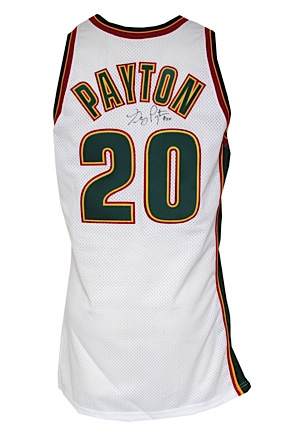 1998-99 Gary Payton Seattle SuperSonics Game-Used & Autographed Home Jersey (JSA)