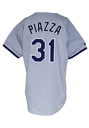 1995 Mike Piazza Los Angeles Dodgers Game-Used Road Jersey & Batting Practice Jersey (2)