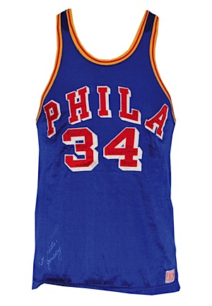 Early 1960s Philadelphia Warriors Game-Used Road Uniform Autographed by Larry Costello (2)(JSA)