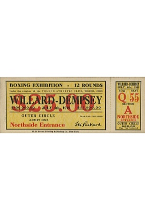 7/4/1919 Willard vs. Dempsey Full Ticket