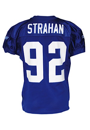 1999 Michael Strahan New York Giants Practice-Worn Blue Jersey & Cleats (2)